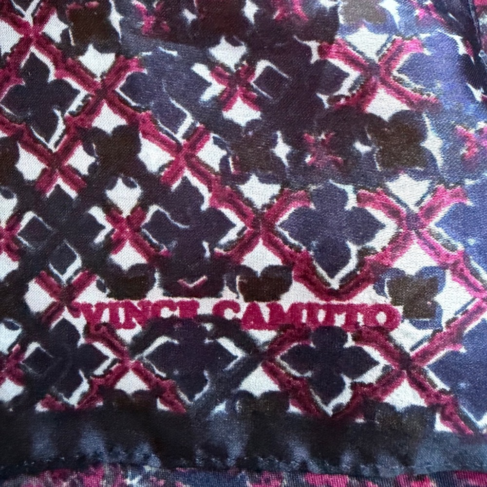 Vince Camuto Boho Floral Geometric Scarf Womens Navy Burgundy Hair Wrap Chic - Picture 5 of 8
